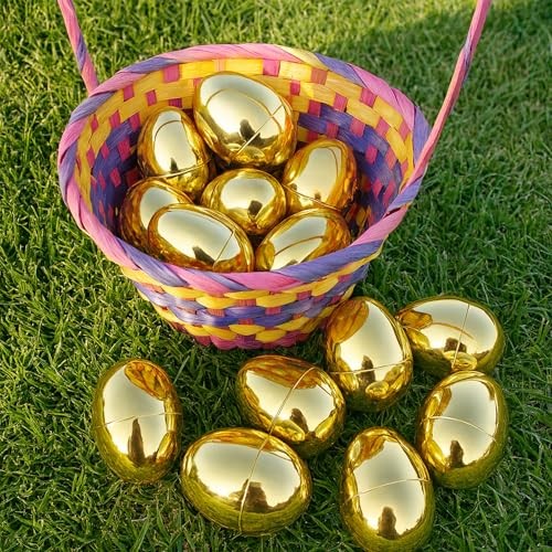 Golden Easter Eggs 30 Pack, 2.36'' Fillable Plastic Eggs for Easter Egg Hunt,