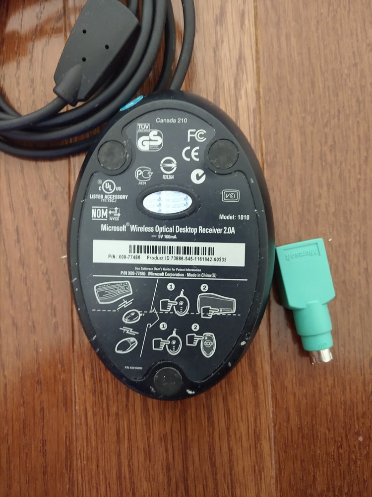 Microsoft Wireless Keyboard Multimedia Optical Desktop Mouse 1008 USB PS2 Tested