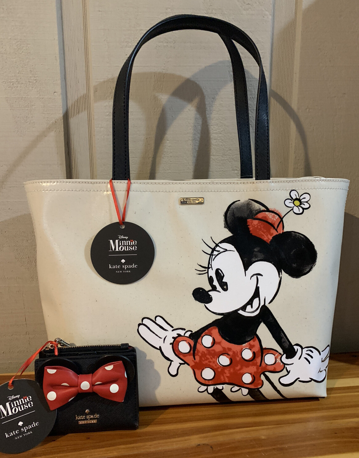 KATE SPADE DISNEY MINNIE MOUSE FRANCIS TOTE & ADALYN WALLET NEW