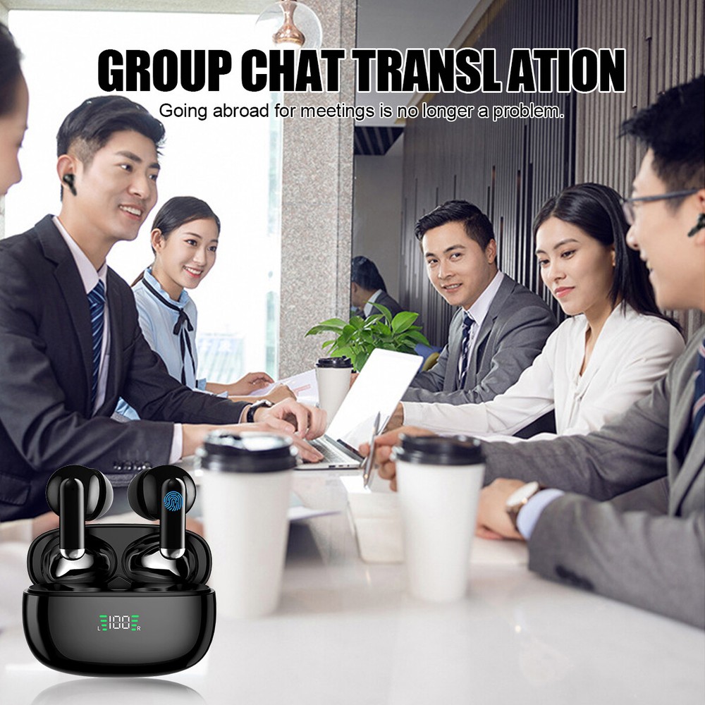 144 Language Translator Earbuds Wireless Bluetooth Two Way Translator Device BK