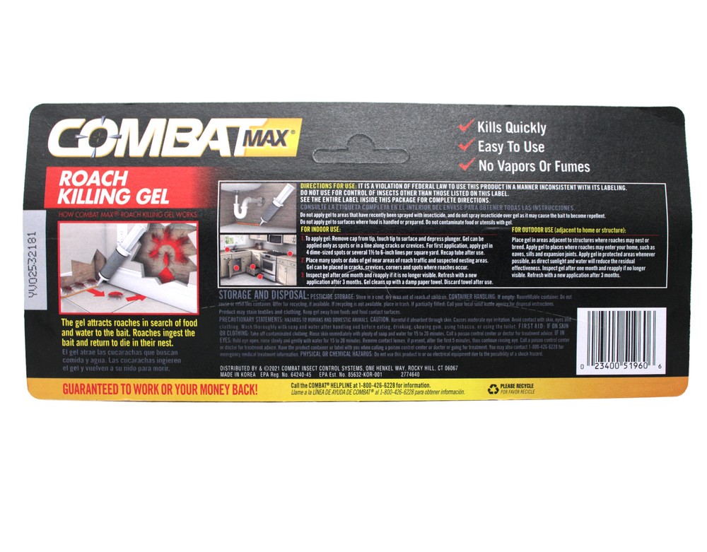 Combat Max Roach Killing Gel 2.1 Oz & Combat Roach Bait Stations, 12 Count