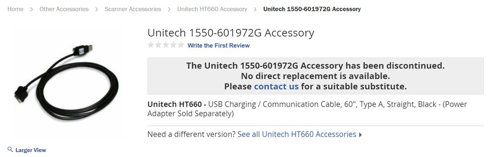 NEW Unitech 1550-601972G USB Charging / Communication Cable