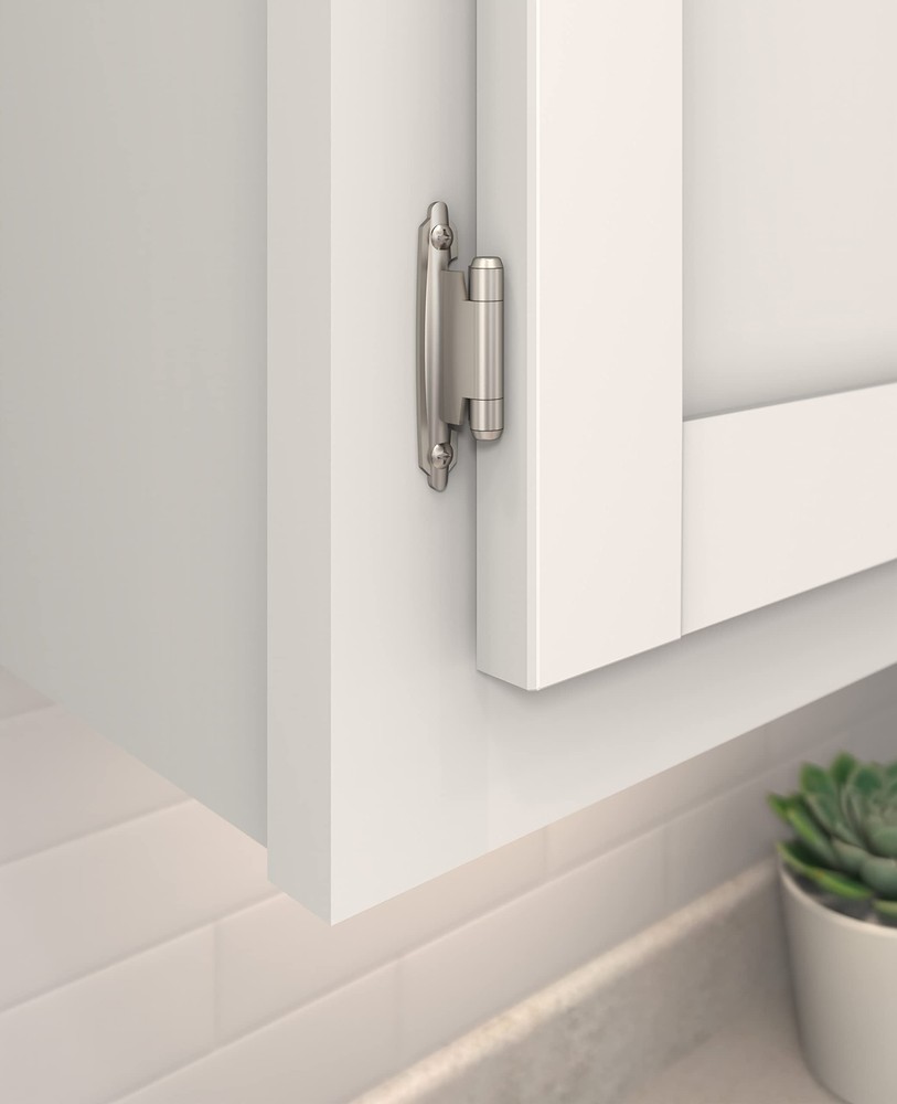 | Cabinet Hinge | Variable Overlay Hinge | Satin Nickel | 10 Pack | Self-Clos...