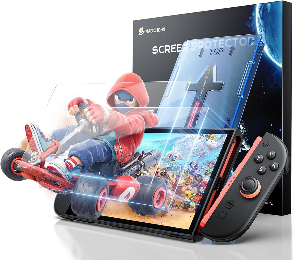 MAGIC JOHN 2-Pack Tempered Glass Screen Protectors for Nintendo Switch 7.9