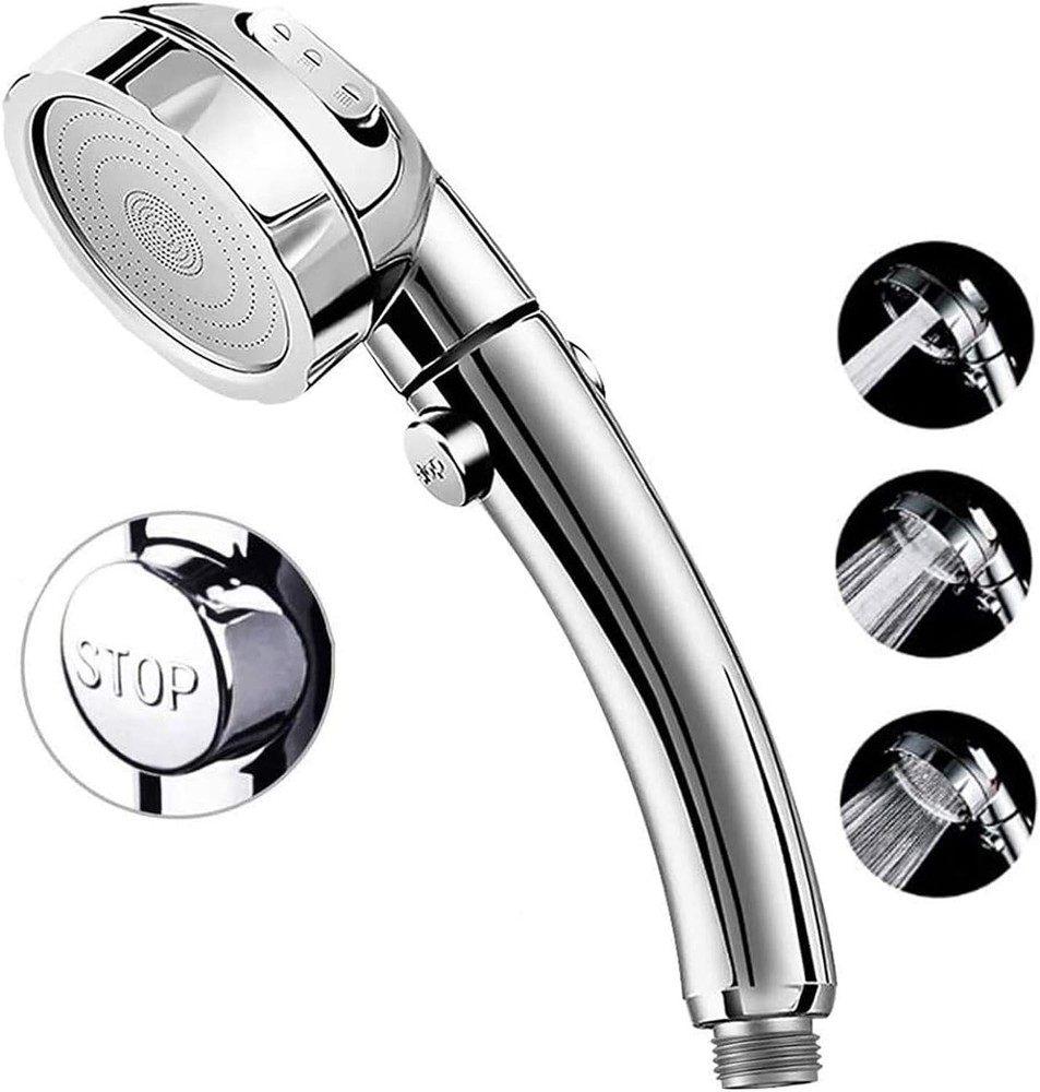 High Prure Shower Head, 3-Settings Handheld Showerhead with