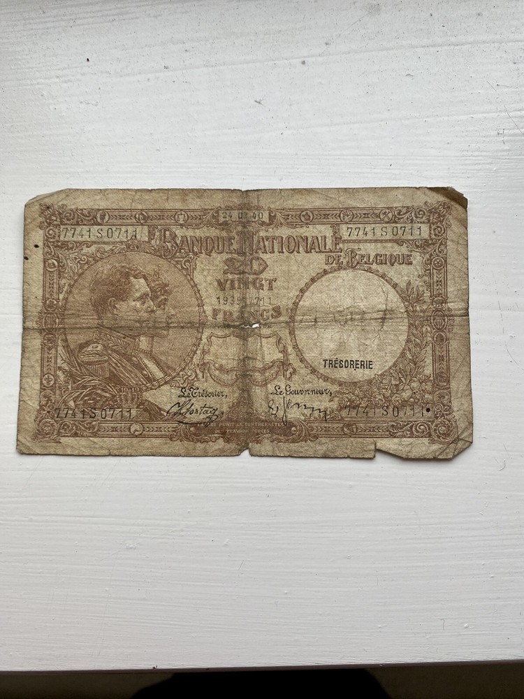 Two Belgium 20 Francs Bank Notes, Circulated.