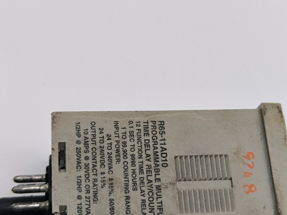 NTE Electronics R65-11AD10 Time Delay Relay Counter 10A 24-240VAC 12-Function