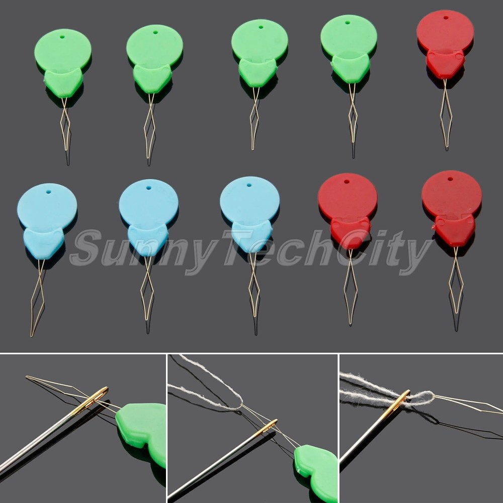 5cm Plastic Needle Threader Help Thread Needle Eye Sewing Tools Portable 10X