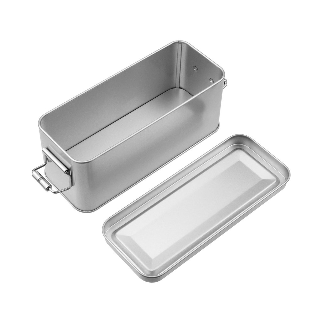 2 Pack Silver Tin Box Containers Metal Storage Box with Lids Rectangular Cont...