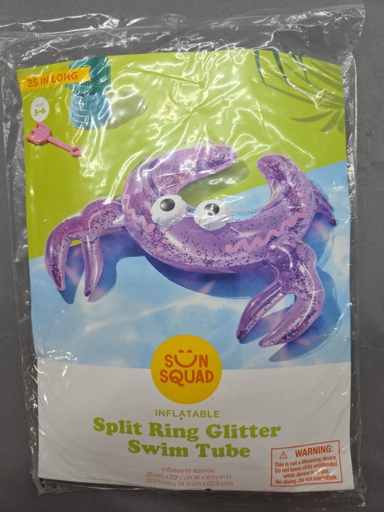 Sun Squad Split Ring Crab Float PVC Pool Toy Purple Ages 3+