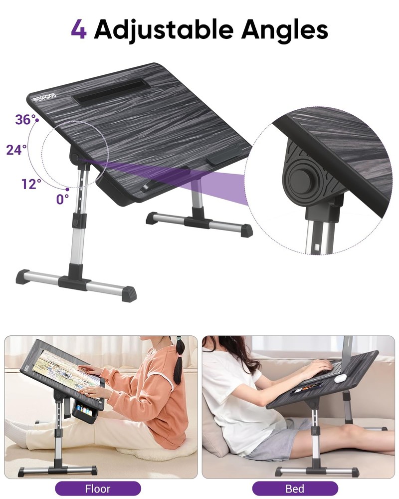 Laptop Bed Tray Table, Height & Angle Adjustable Portable Bed Table,Portable ...