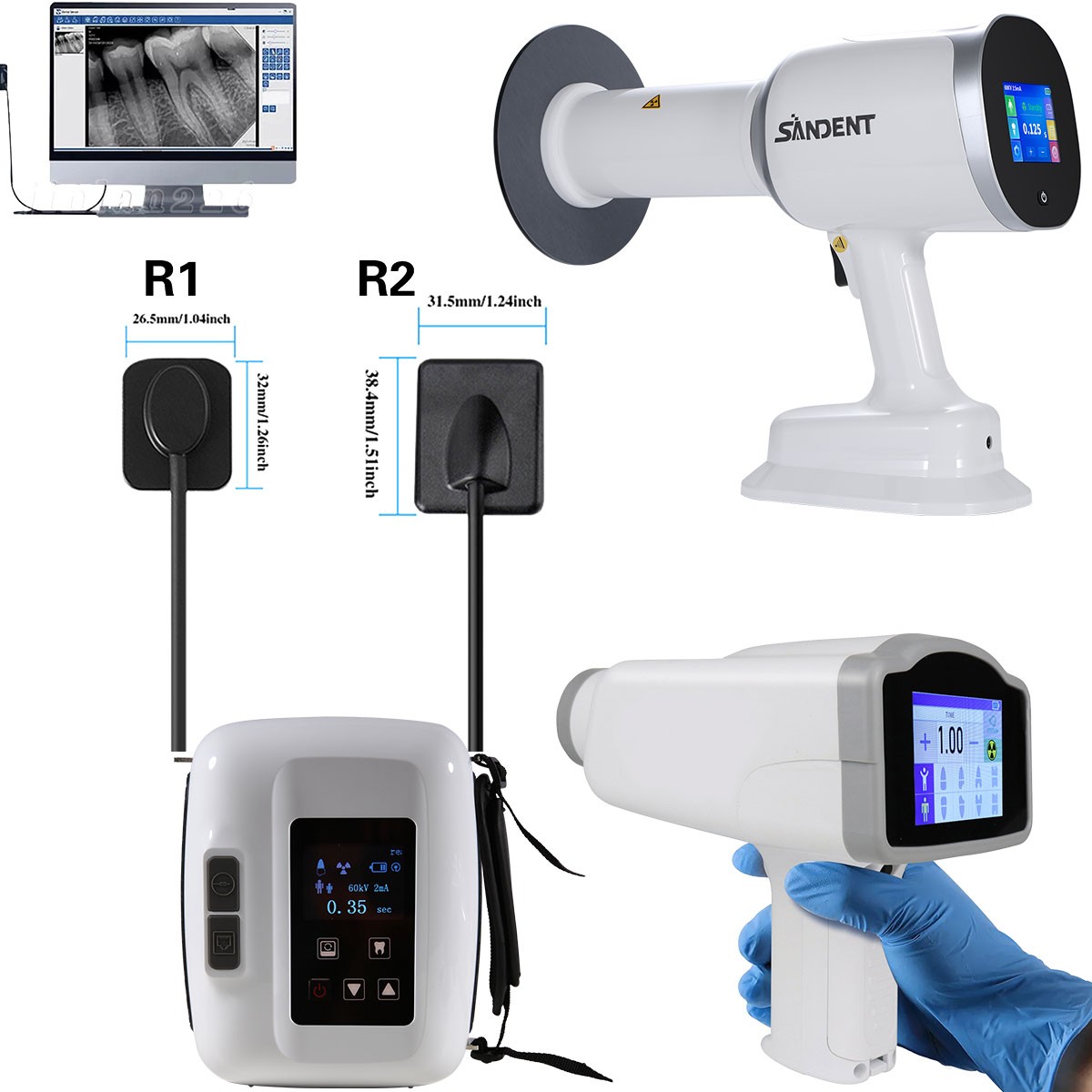 Portable Dental X Mobile Unit Ray Digital Machine/Shield/Sensor Size 1/2