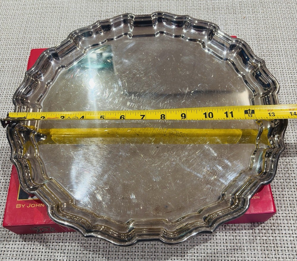 Reed & Barton Silverplate Chippendale Tray Engraved St. Patrick 14”