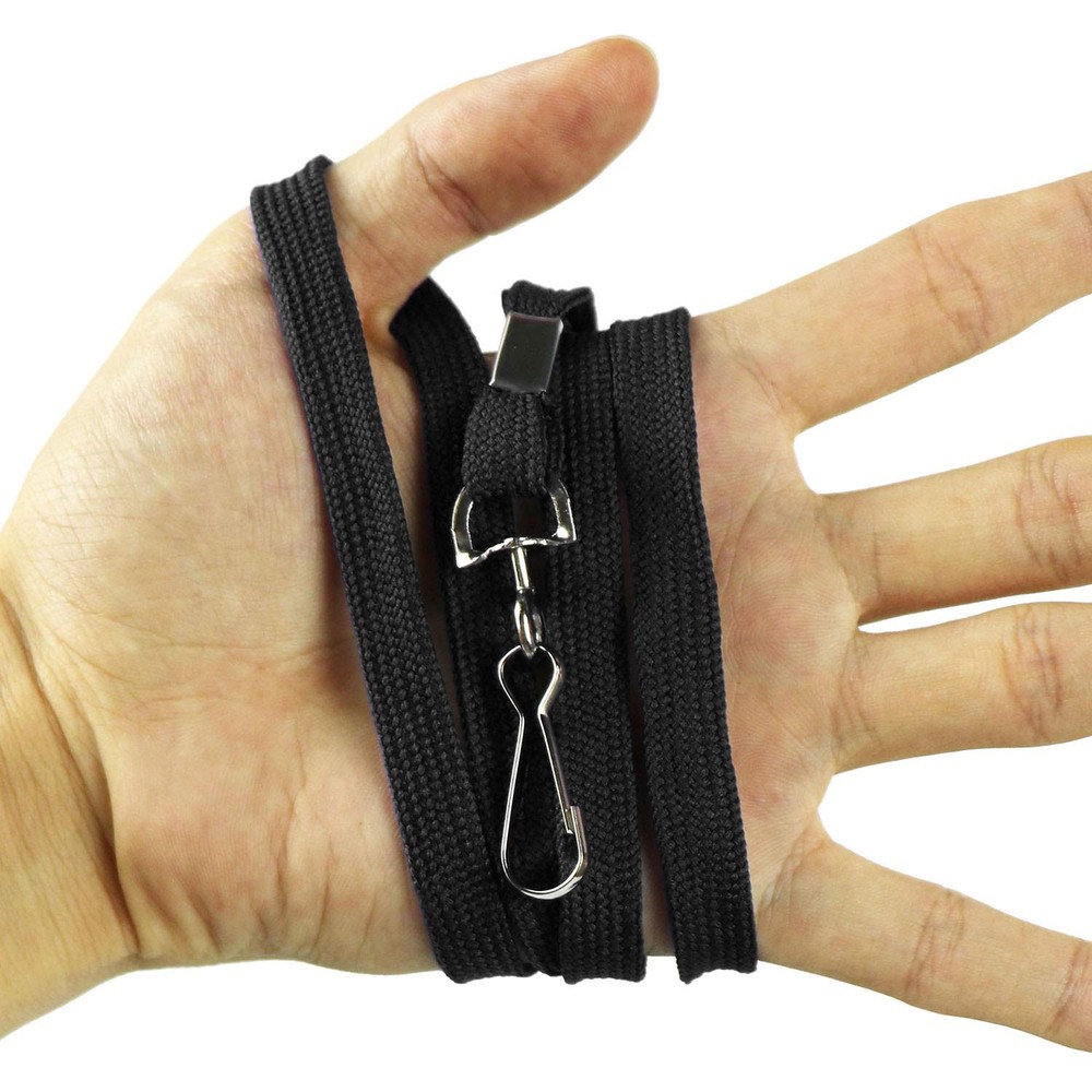 100 Pack Bulk Lanyards, ID Badges, Flat, Swivel Hooks, Clip, Neck, Strap, Set