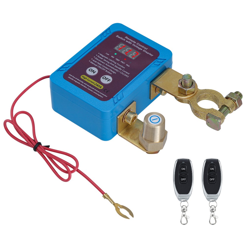 240A Kill Switch 12V Remote Battery Disconnect Switch with Led Voltage Display