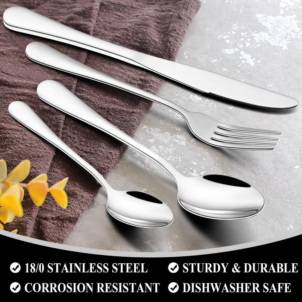 20-Piece Silverware Set, Stainless Steel Flatware Cutlery Set for 4, Tablewar...