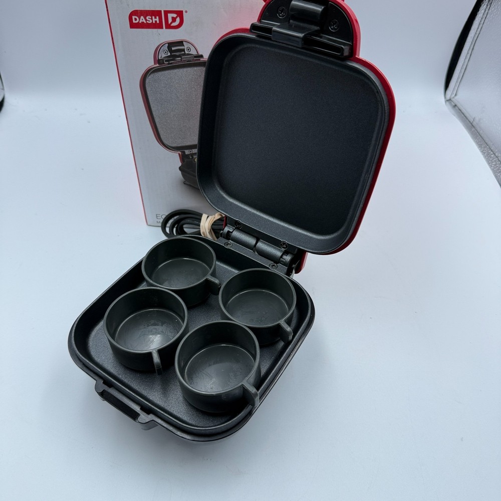 Dash Egg Bite Maker DBBM400GBRD04 4-Cup Nonstick Breakfast Maker w/ Cups & Box