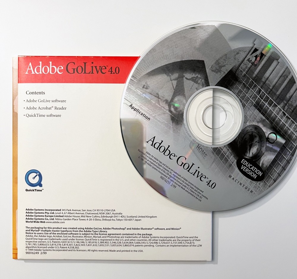Adobe GoLive 4.0 Educational Version for Mac / with Serial Keys