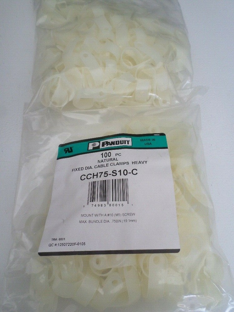 100 PCS PACK 3/4" Cable Clamps PANDUIT CCH75-S10-C Fixed Diameter