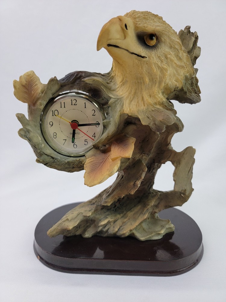 Resin Bald Eagle Desk Clock With Quartz Movement