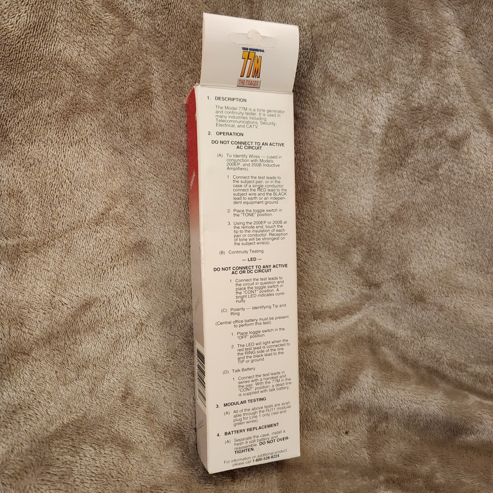 77M Tracer Tone Test Set Generator Progressive Electronics Manual Clips Cables