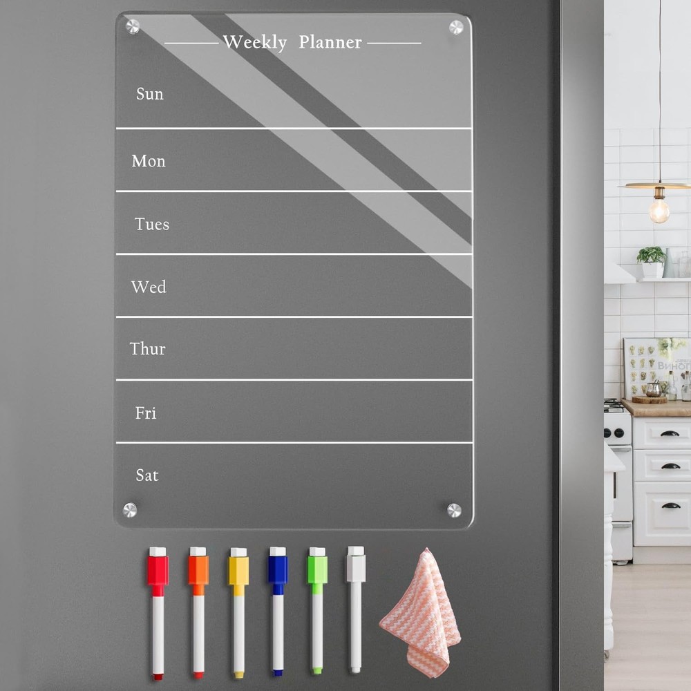 Todkoding 9"x13" Clear Weekly Meal Planner Magnetic 9 "x 13 ",