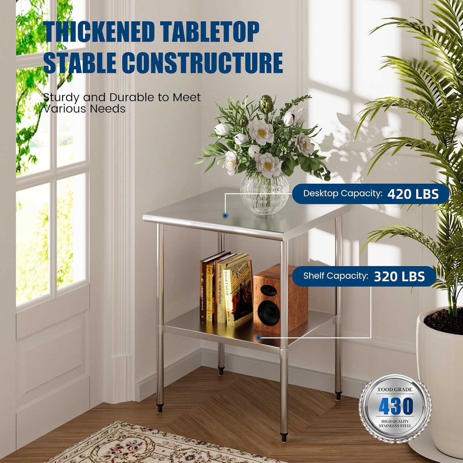 New Stainless Steel Prep Work table Commercial Kitchen Restaurant 24''x30'' NSF