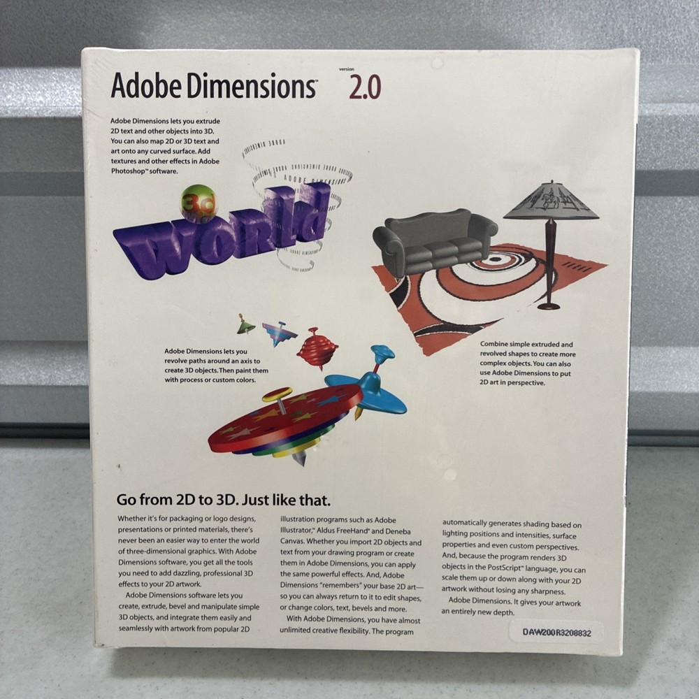 Adobe Dimensions Version 2.0, Macintosh Retail version *NEW/sealed
