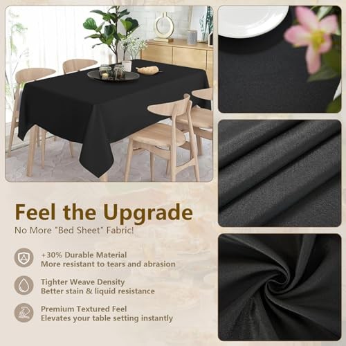 Tablecloths Rectangular 60x102 Inch, Polyester Fabric 10PC-60x102 In, 6FT Black