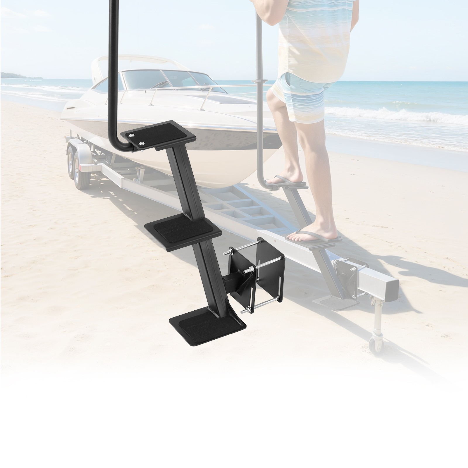 VEVOR Boat Trailer Steps Heavy Duty Boat Steps with Handle 3 Step Side Mount