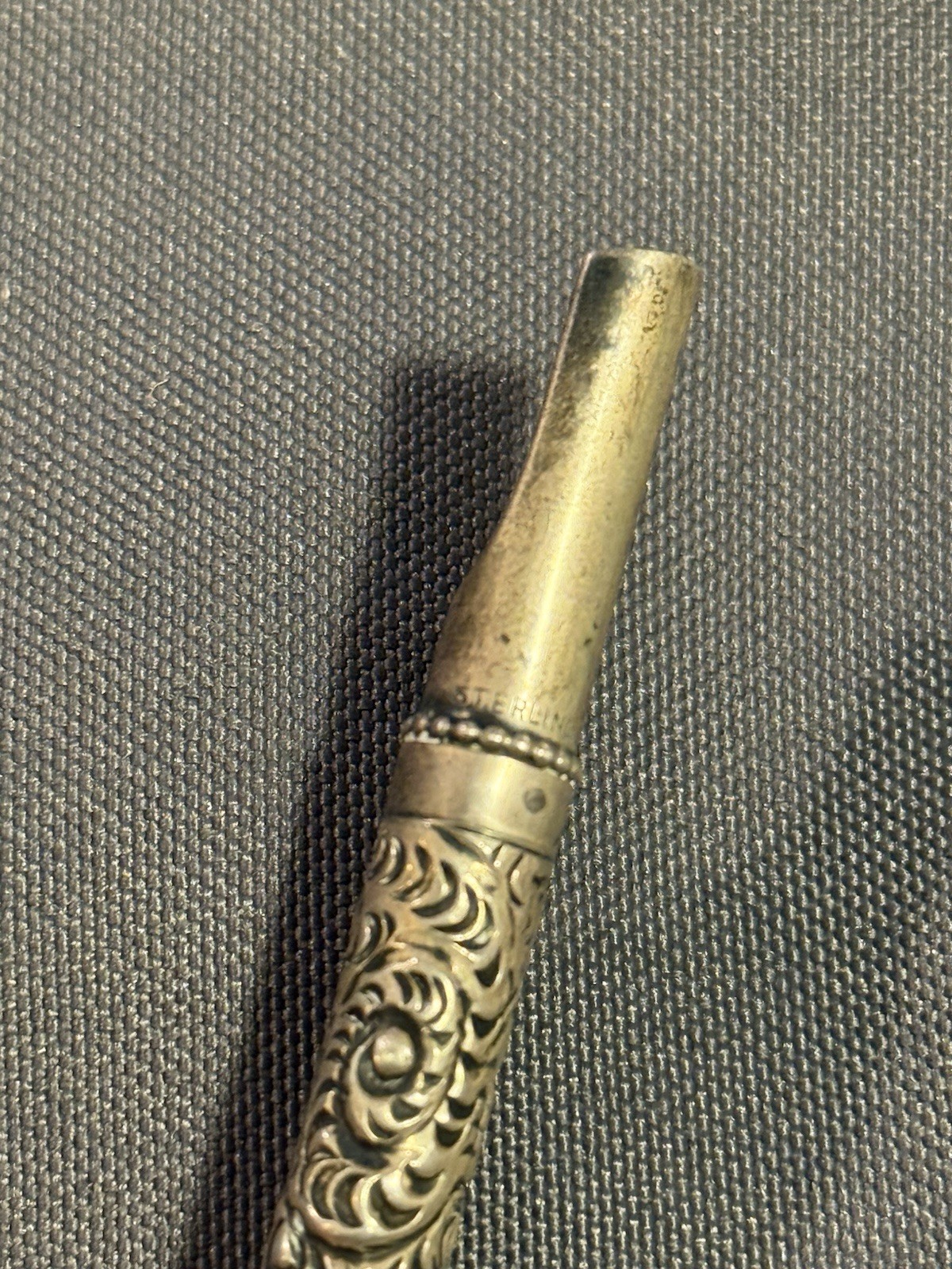 Antique Ornate Sterling Silver Dip Pen Holder quill inkwell