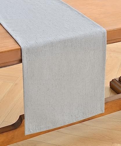 Linen Style Table Runner, Table Runners 90 13×90 Inch Silver Grey Chambray