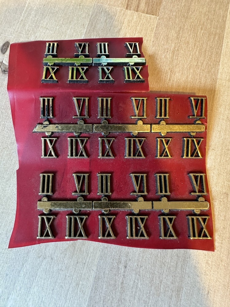Clockmaker's Lot Vintage Clock Roman Numerals, Assorted Plastic on Cards
