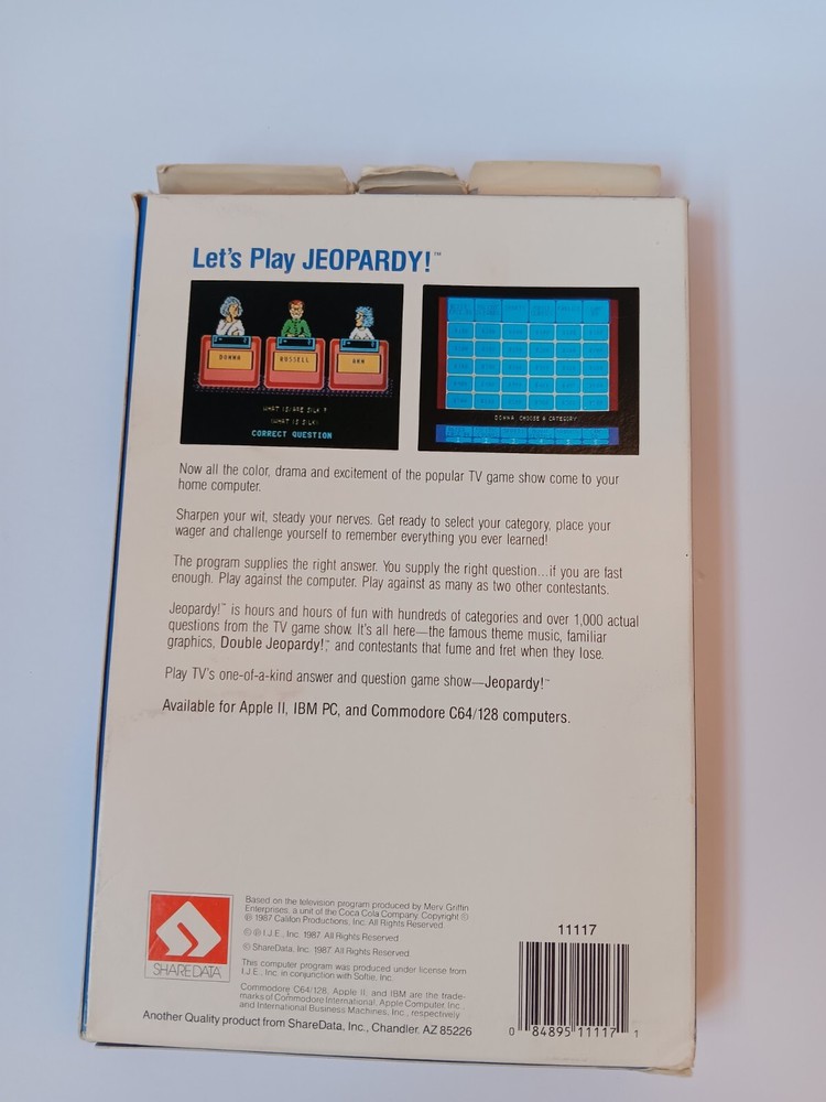 Commodore 64 Jeopardy Official TV Game Show Computer Game Software Tested/Works