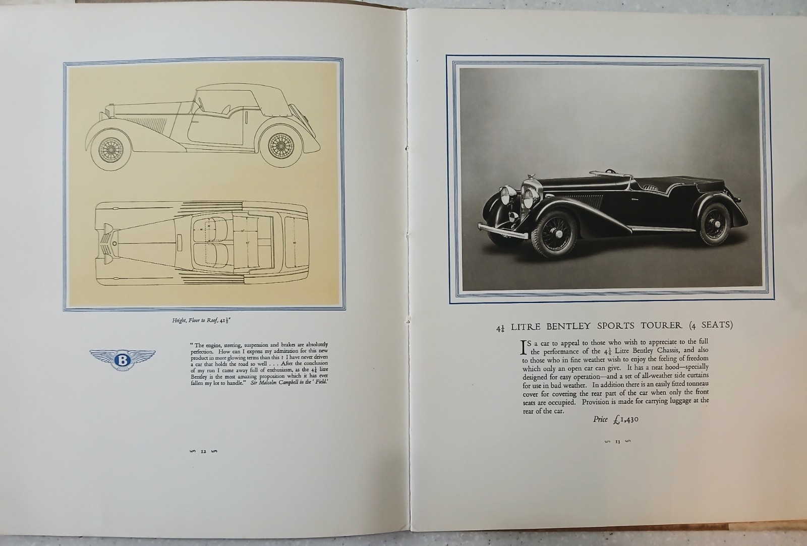 BENTLEY - FOUR AND A QUARTER LITRE - THE SILENT SPORTS CAR - 1930s