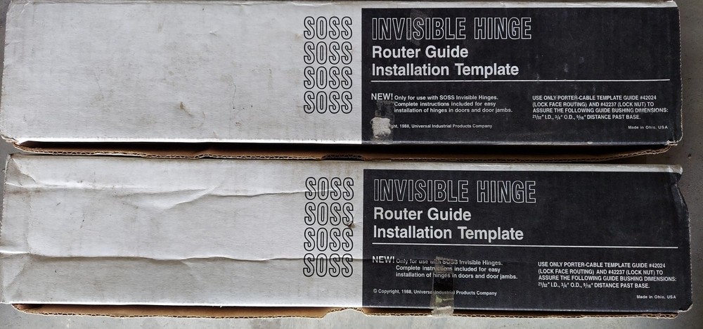 2 Vintage SOSS Invisible Hinge Router Guide Template no. 220