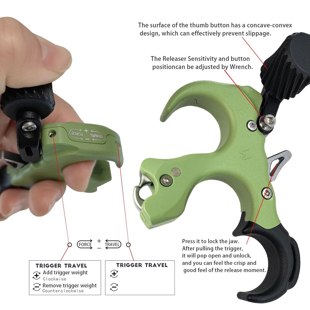 Thumb Release for Compound Bow,Copper Material Archery Release Aids,3 or 4 Fi...