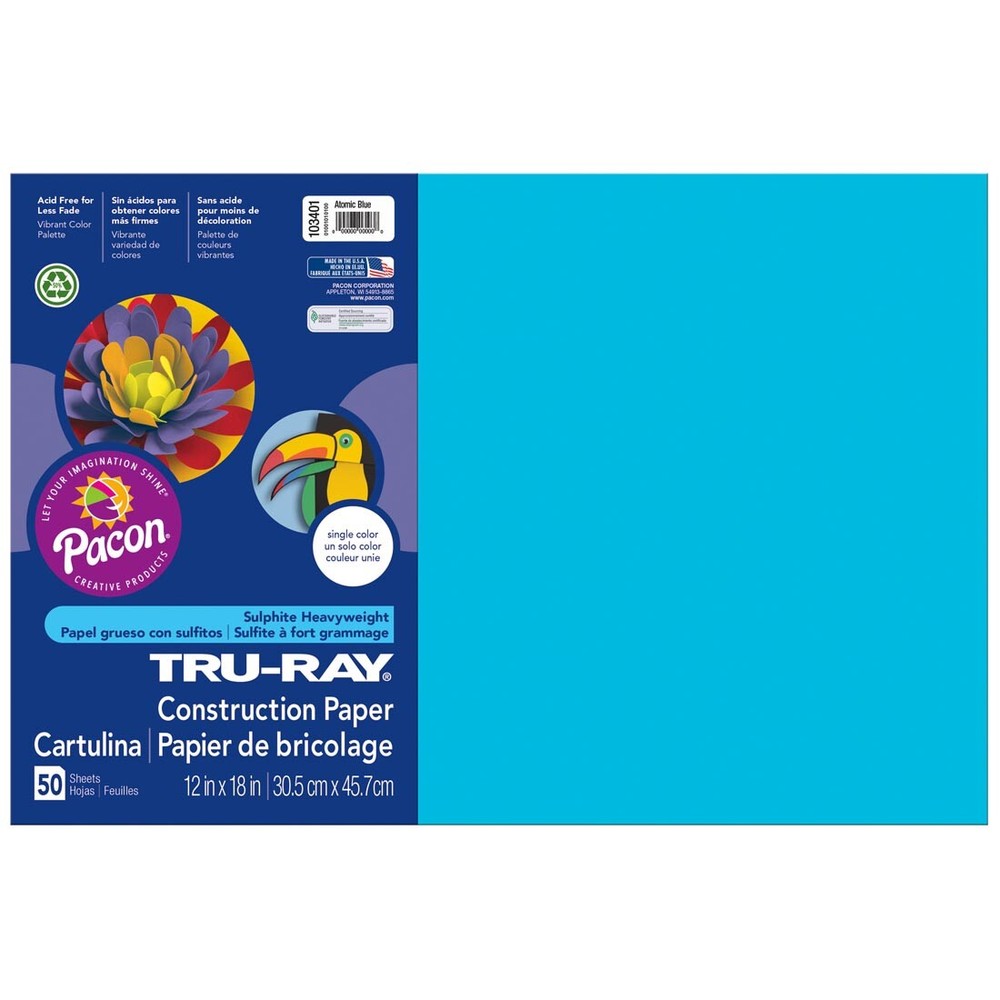 Tru-Ray Construction Paper 12x18" Atomic Blue