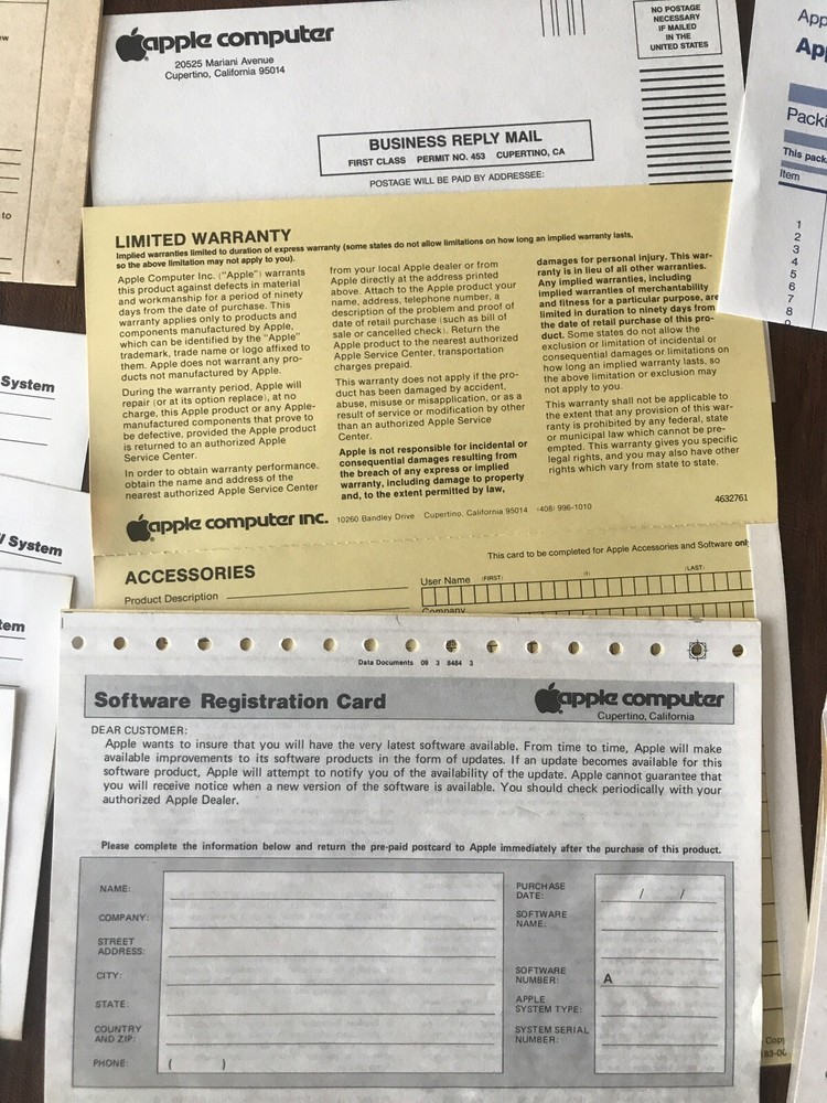 LOT Vintage Apple Computer - Forms, Manual, Reports 1980s