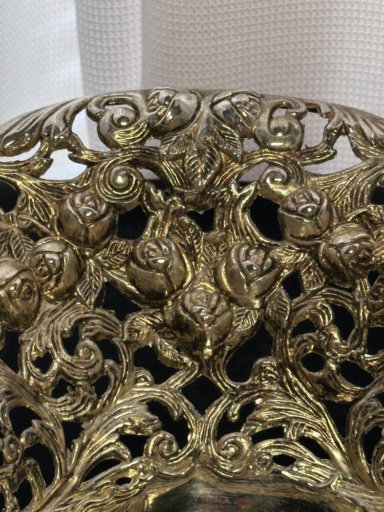 VINTAGE Godinger Silver Art GSA Company Silverplate Centerpiece Bowl w/ Roses