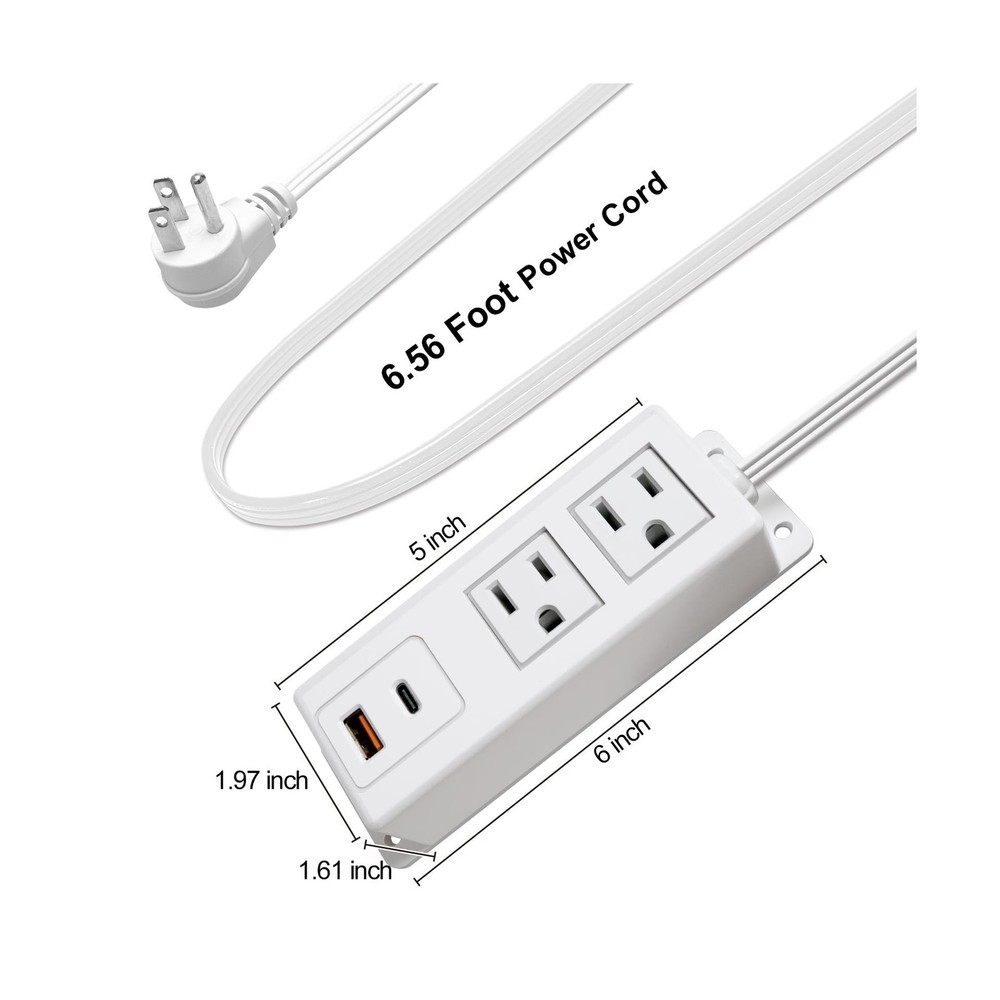 Multiple Plug Outlet with USB C 20W Wall Mounted Power Strip Under ... Fast Ship