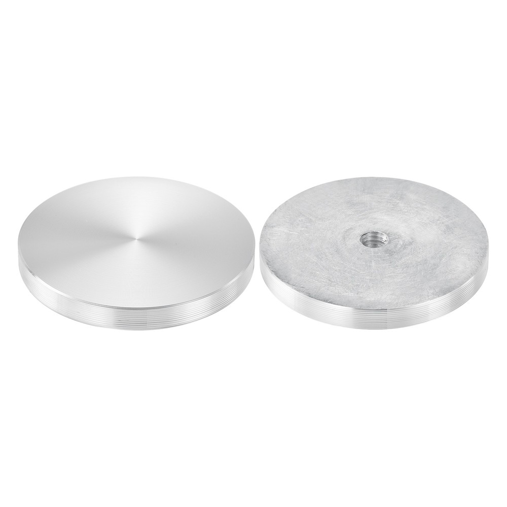 M8 Thread 60mm Diameter Round Shape Aluminum Disc Hardware 2pcs, Silver