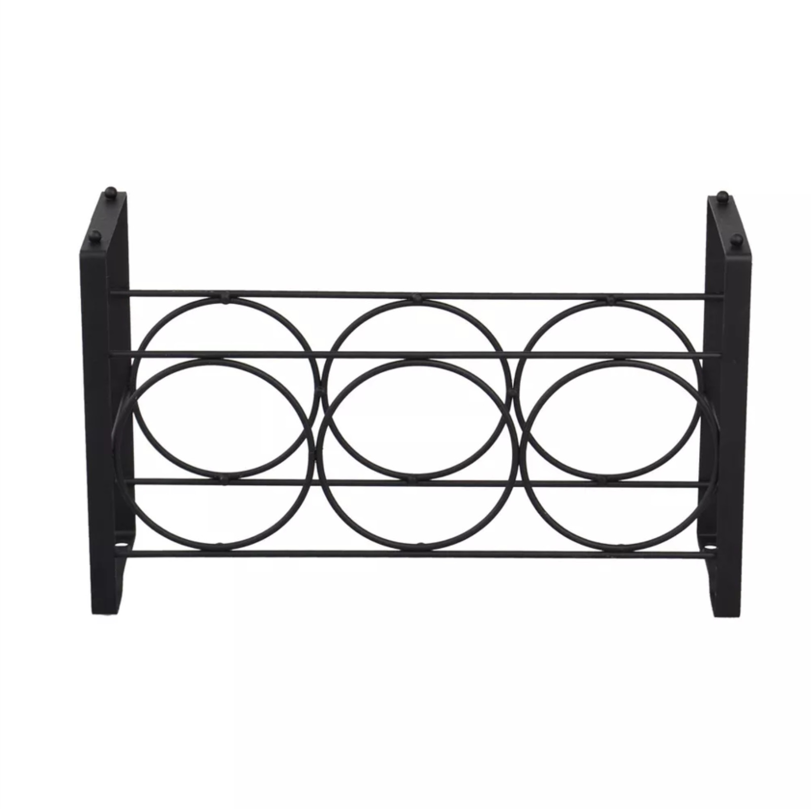 3 Bottle Countertop Wall Mount or Table Top Elegant Iron Wine Rack Black 7x12x4"