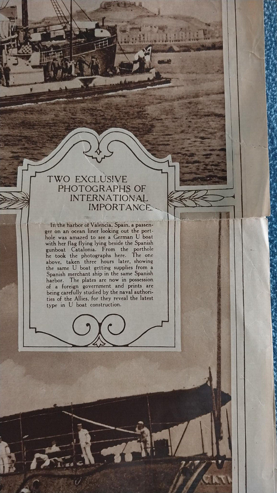 1/27/1918 NEW YORK WORLD PICTURE SECTION WW1 German Uboat & "Catalonia" of Spain