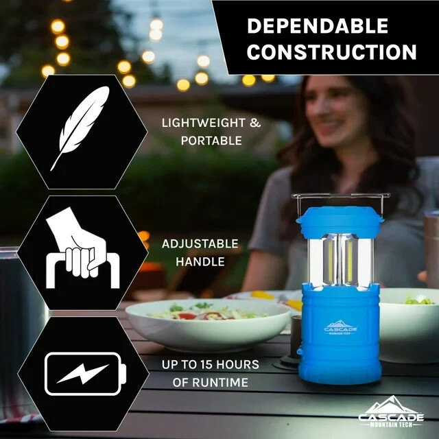Cascade Mountain Tech 300 Lumen Pop-Up Lantern & Flashlight | Dark Gray
