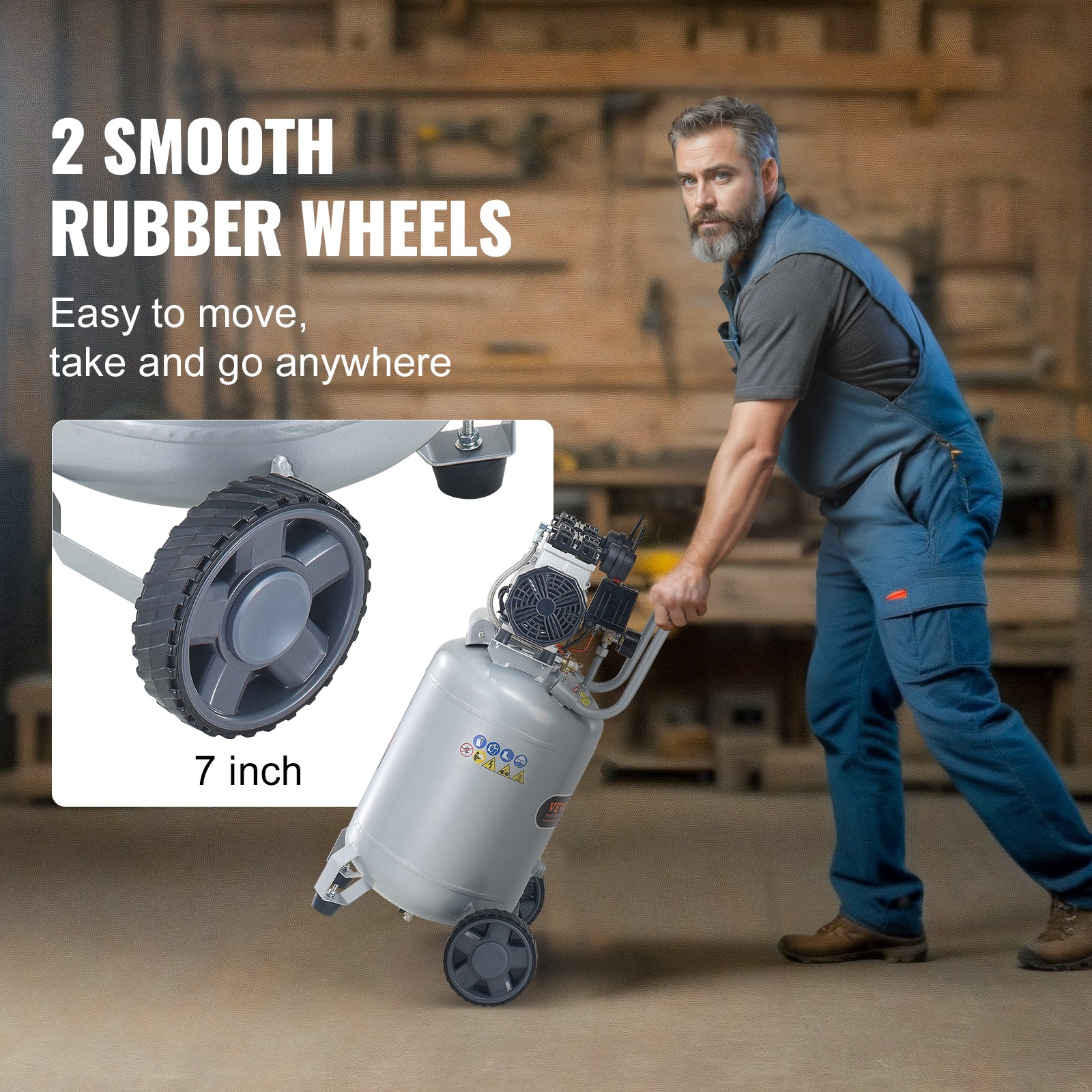 VEVOR 13 Gallon Air Compressor 2HP 4.6SCFM@90PSI Oil Free Air Compressor 125PSI