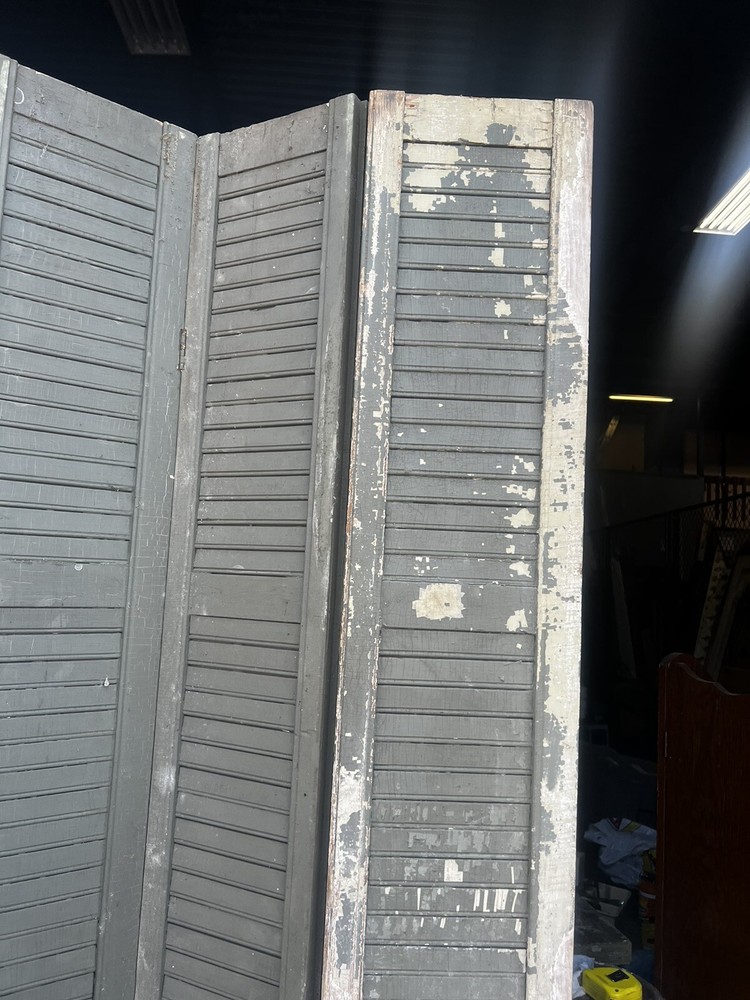 MASSIVE 8 panel shutter screen c1890 - 88” h x 75.5” wide - louvered & hinged