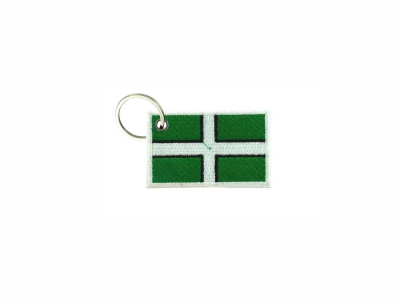 Keychain keyring embroidered embroidery patch double sided flag devon uk