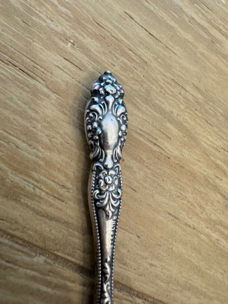 Antique Sterling Silver Handle Button Hook Beaded Floral & Scrolling Design