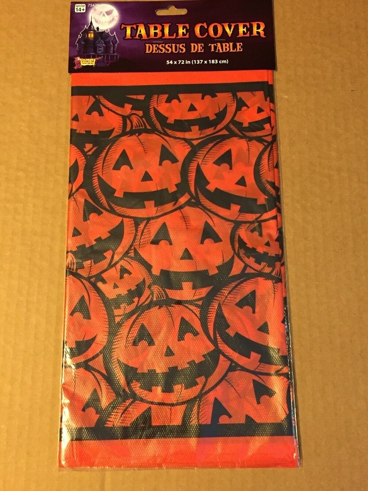NEW JACK-O-LANTERN PLASTIC TABLE COVER 54"X72" 2016